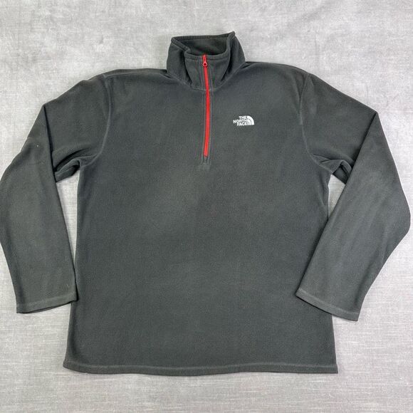 The North Face Fleece Jacket Mens Medium Charcoal Grey 1/4 Zip Pullover Hiking - Picture 2 of 7